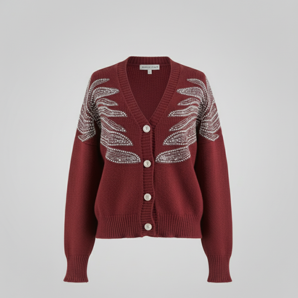 Cardigan Orné "Les Ailes Scintillantes" - Maille Douce - Velvet