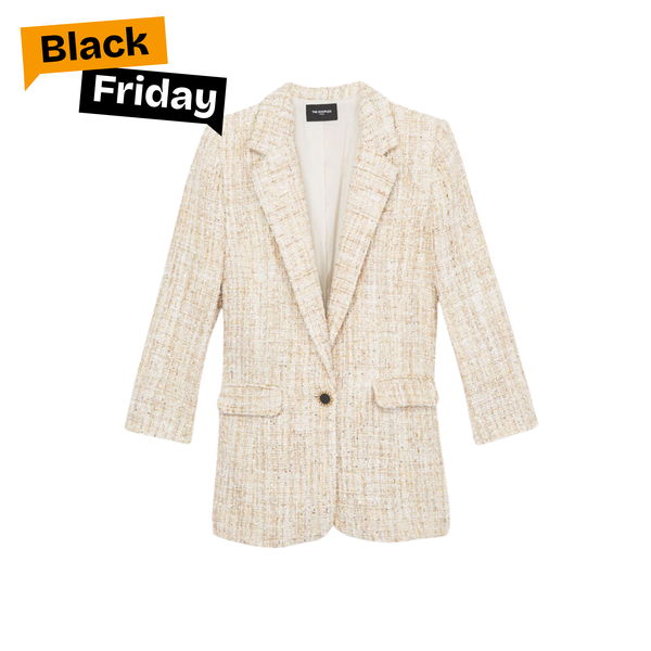 Blazer "L'Héritage Chic" - Tweed Texturé Crème & Doré - Velvet