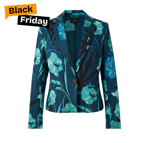 Blazer "L'Échappée Tropicale" - Imprimé Floral Bleu Exotique - Velvet