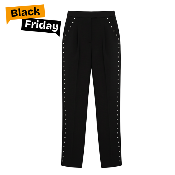 Pantalon "Iconic" Noir à Clous Argentés