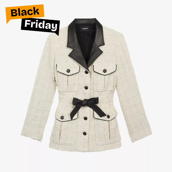 Blouson "Le Revers Couture" - Tweed Crème & Similicuir Noir - Velvet