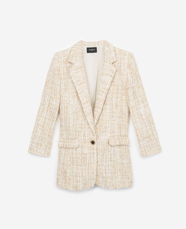 Blazer "L'Héritage Chic" - Tweed Texturé Crème & Doré - Velvet
