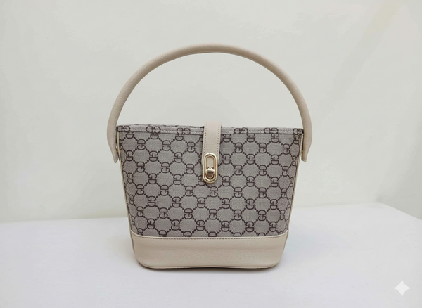 Sac Seau "Le Monogramme" - Toile Imprimée & Similicuir Beige - Velvet